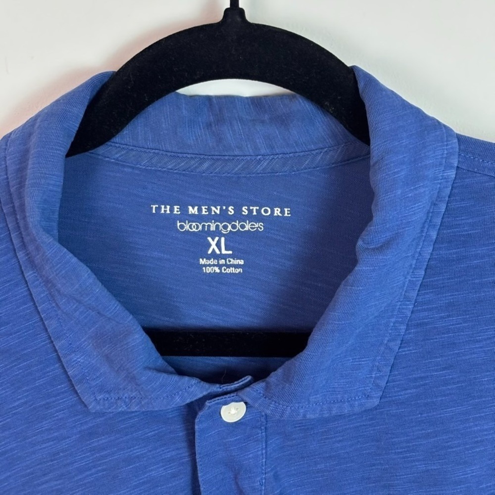 bloomingdales The Mens Store Blue 100% Cotton Short Sleeve Polo Top XL Classic - Picture 3 of 9